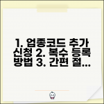 업종코드 추가 신청 절차 | 복수 업종코드 등록 방법