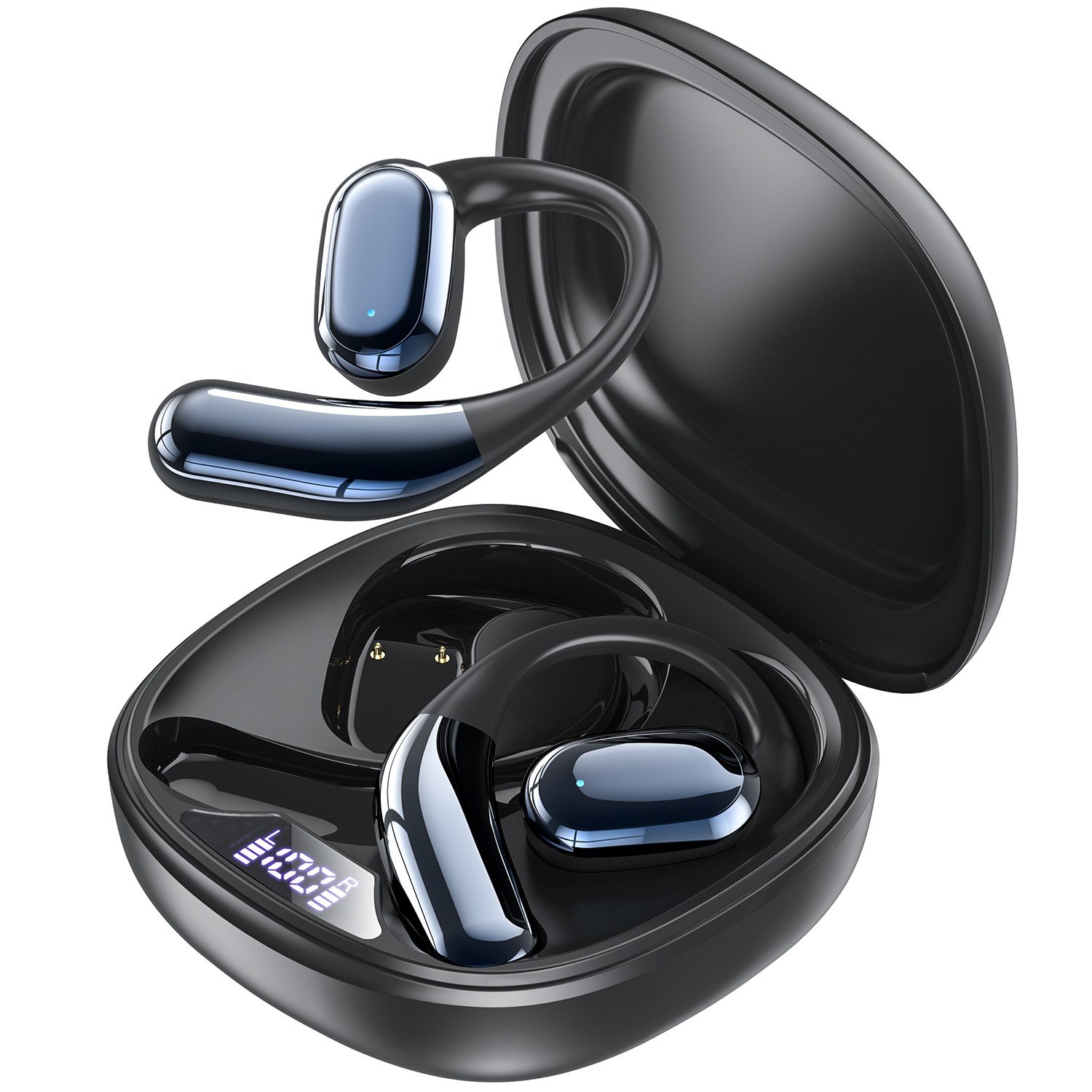 OMIIYA 귀걸이형 노이즈캔슬링 무선 블루투스 이어폰 오픈형 고음질, 블랙, E12할인 상세 이미지 1