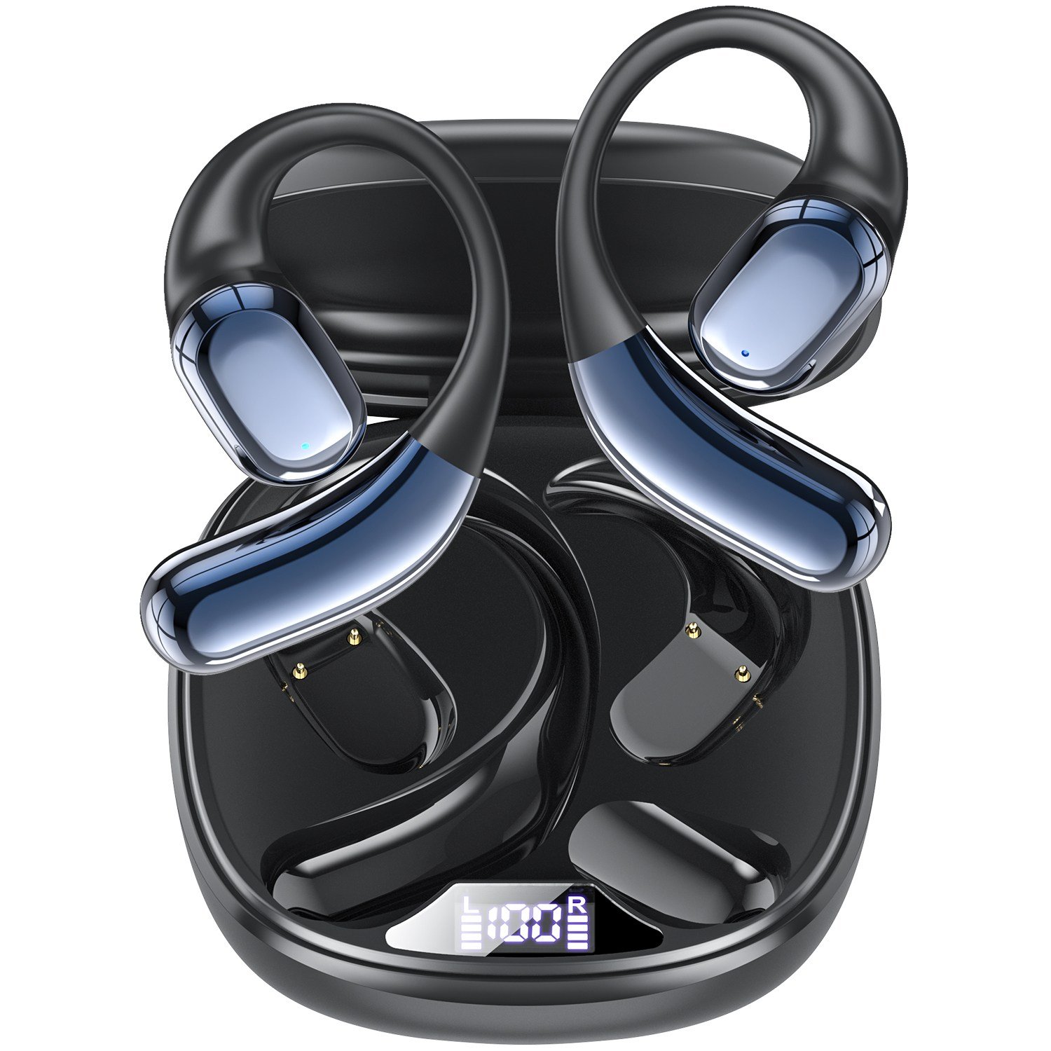 OMIIYA 귀걸이형 노이즈캔슬링 무선 블루투스 이어폰 오픈형 고음질, 블랙, E12할인 상세 이미지 2