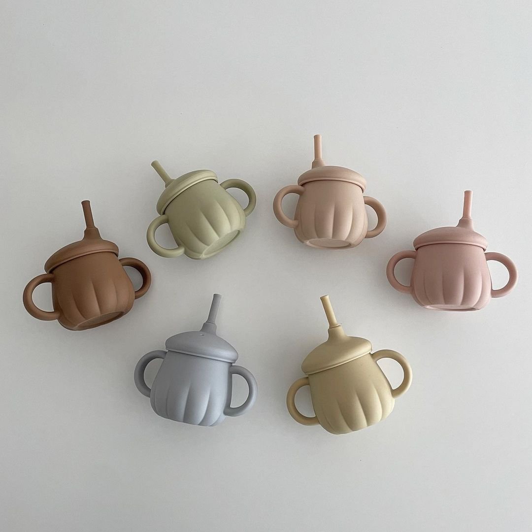 티지엠 호박단지 역류방지 양손컵 자기주도 이유식 아기컵 빨대컵 세척솔포함 상세 이미지 1