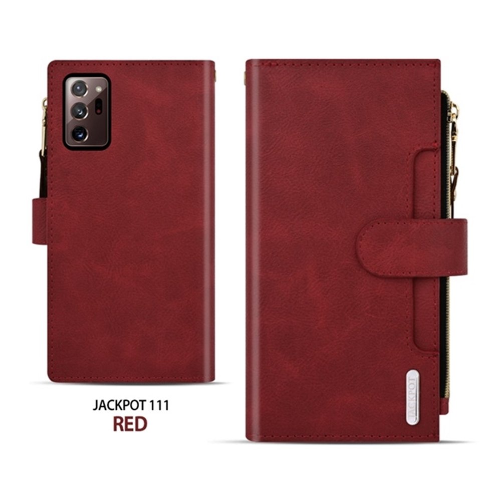 잭키 지퍼형 카드 지갑 가죽 케이스 레드, 갤럭시S25 울트라 상세 이미지 2