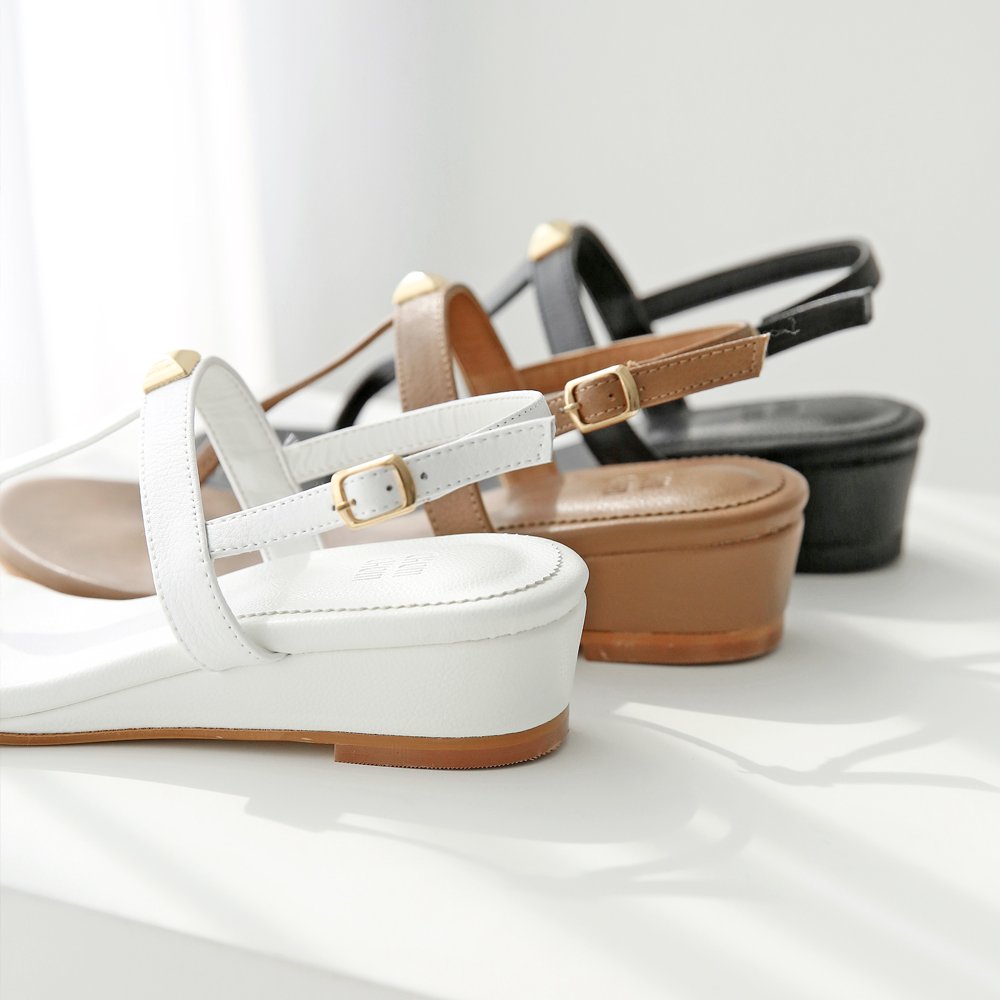 천연소가죽 T스트랩 여성 쪼리샌들 4cm 상세 이미지 2