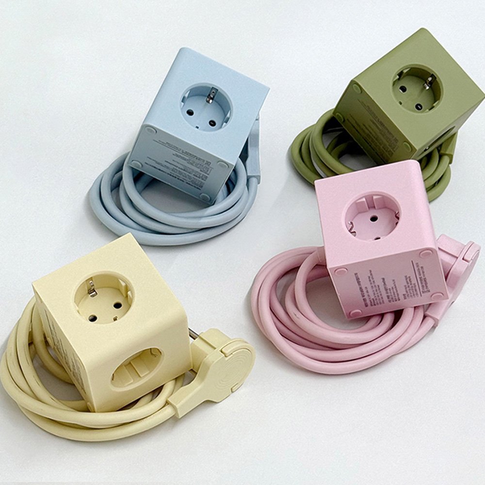 큐브 멀티탭 USB C타입 충전기 4000w 사각 컬러 디자인 3구 콘센트 상세 이미지 2