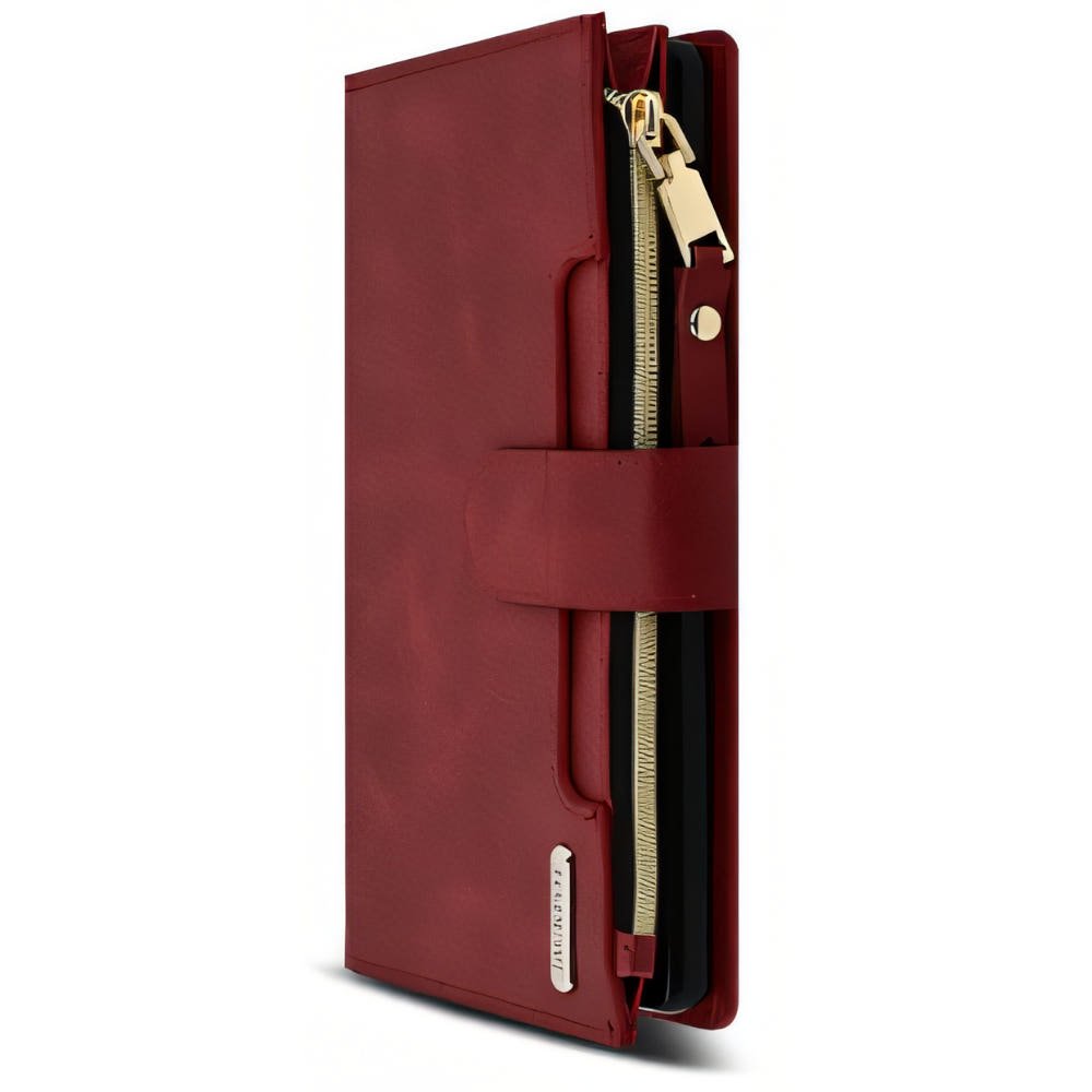 잭키 지퍼형 카드 지갑 가죽 케이스 레드, 갤럭시S25 울트라 상세 이미지 1