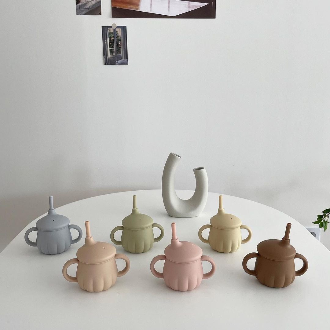 티지엠 호박단지 역류방지 양손컵 자기주도 이유식 아기컵 빨대컵 세척솔포함 상세 이미지 2