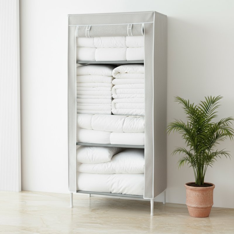 패브릭 커버 비키니 옷장 조립식 시스템 행거 드레스룸 심플 80SG 상세 이미지 1