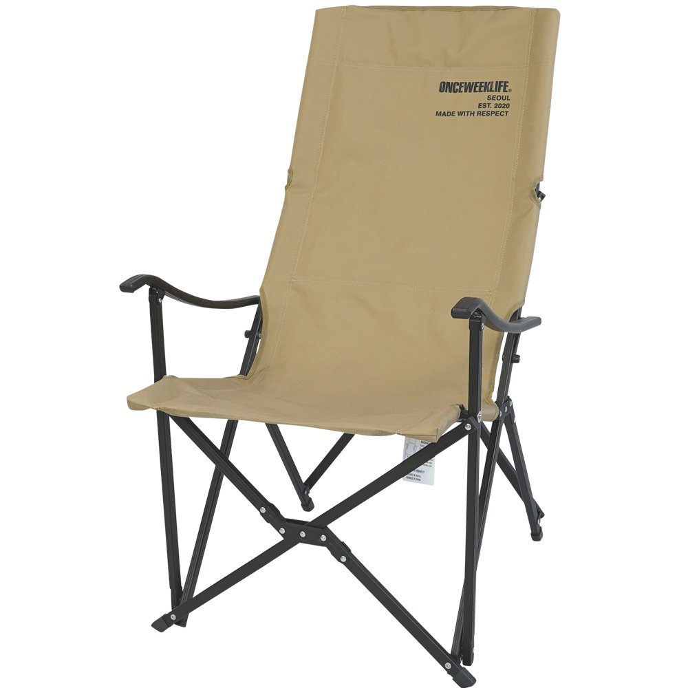 원스위크라이프 캠핑 접이식 경량 롱 릴렉스 체어 특대, 블랙프레임 / 베이지, 1개 상세 이미지 1