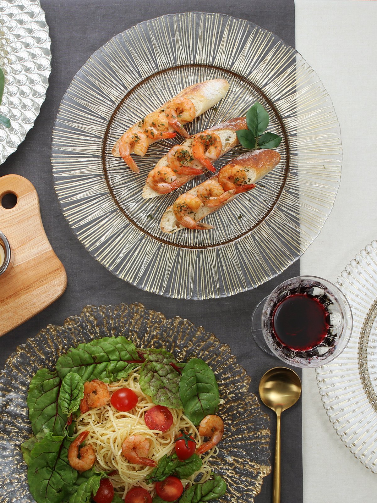 대형 골드 강화유리 플레이팅 접시 파티용 예쁜 큰접시 상세 이미지 1