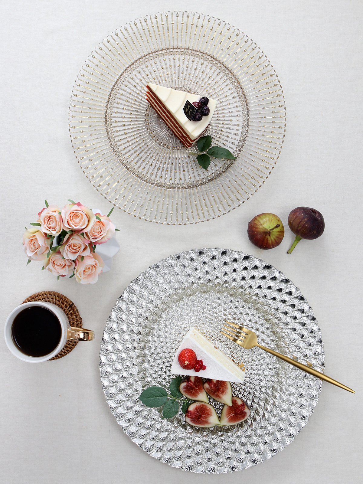 대형 골드 강화유리 플레이팅 접시 파티용 예쁜 큰접시 상세 이미지 2