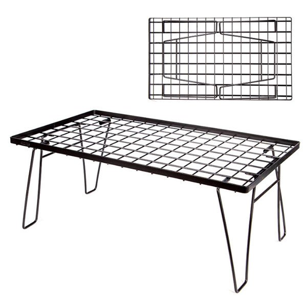 쿨러 테이블 신형 블랙 캠핑 우드 선반 스탠드 경량 쉘프 접이식 철제 메쉬 받침대 상세 이미지 1