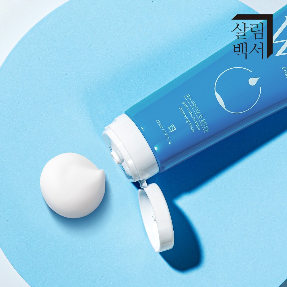 살림백서 퓨어 마이크로 대용량 휩 폼클렌징 저자극 지성 세안제 230ml, 2개 상세 이미지 1