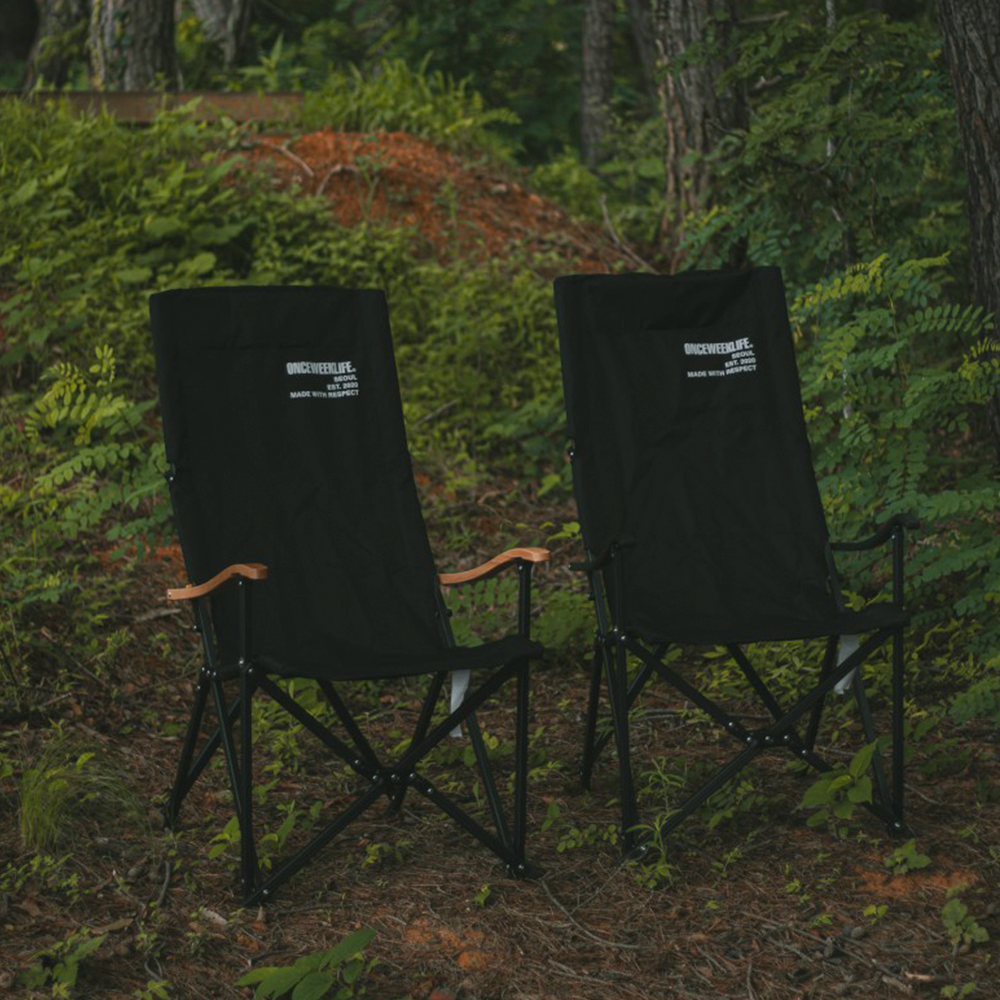 원스위크라이프 캠핑 접이식 경량 롱 릴렉스 체어 특대, 블랙프레임 / 베이지, 1개 상세 이미지 2