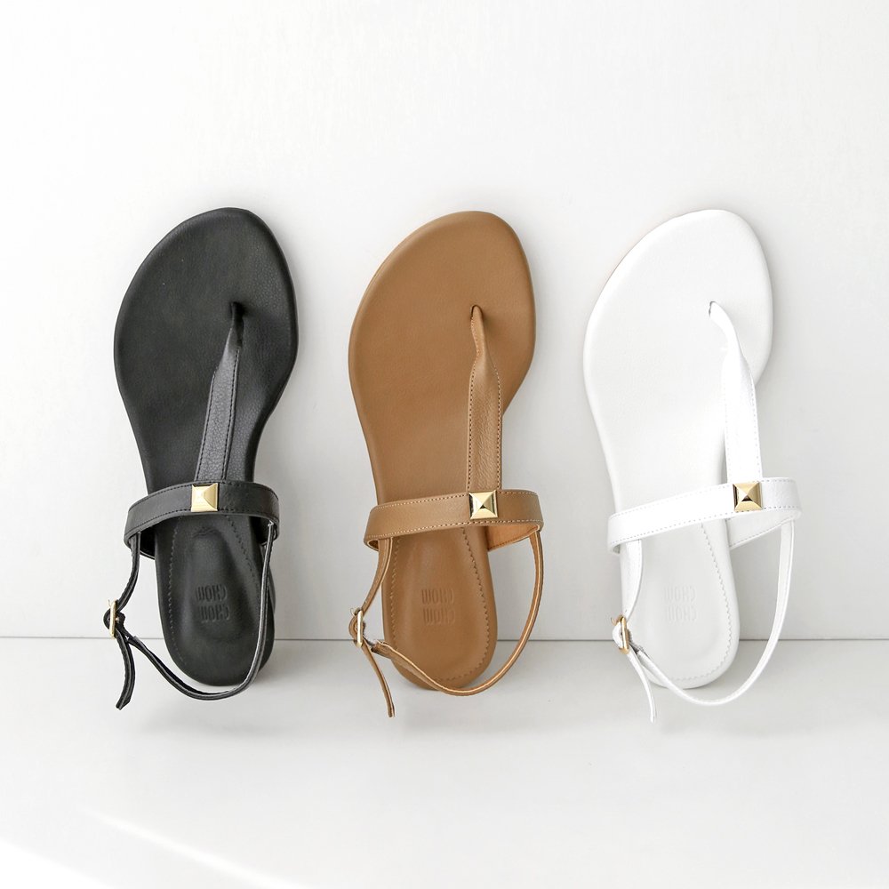 천연소가죽 T스트랩 여성 쪼리샌들 4cm 상세 이미지 2