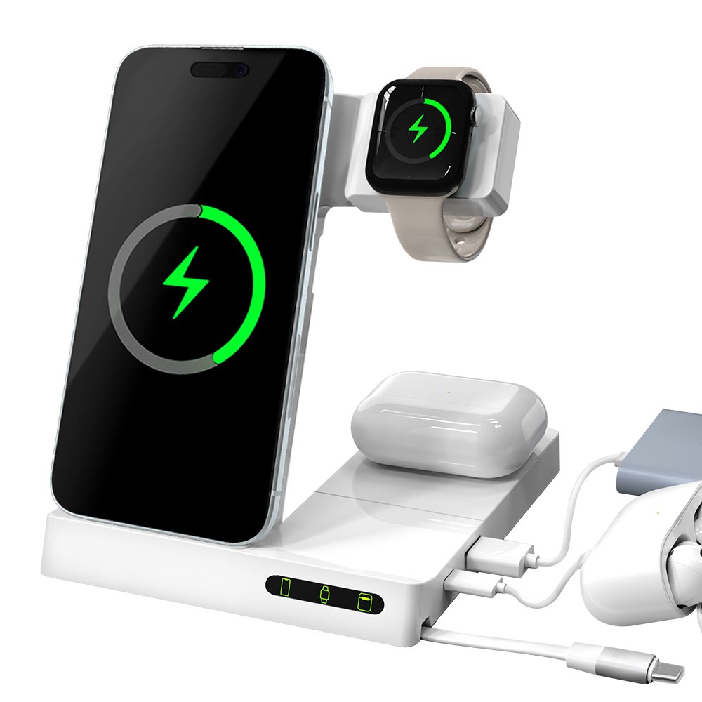 고속 무선충전기 3 x 2 = 6 in 1 15W 아이폰 갤럭시 애플 워치 에어팟 버즈 충전기 멀티 거치대 상세 이미지 1