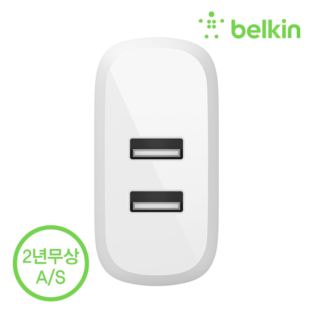 벨킨 부스트업 24W 듀얼 포트 USB-A 가정용 충전기 WCB002kr 아이폰17 16 15 14 13 12 갤럭시 S26 S25 호환 상세 이미지 1